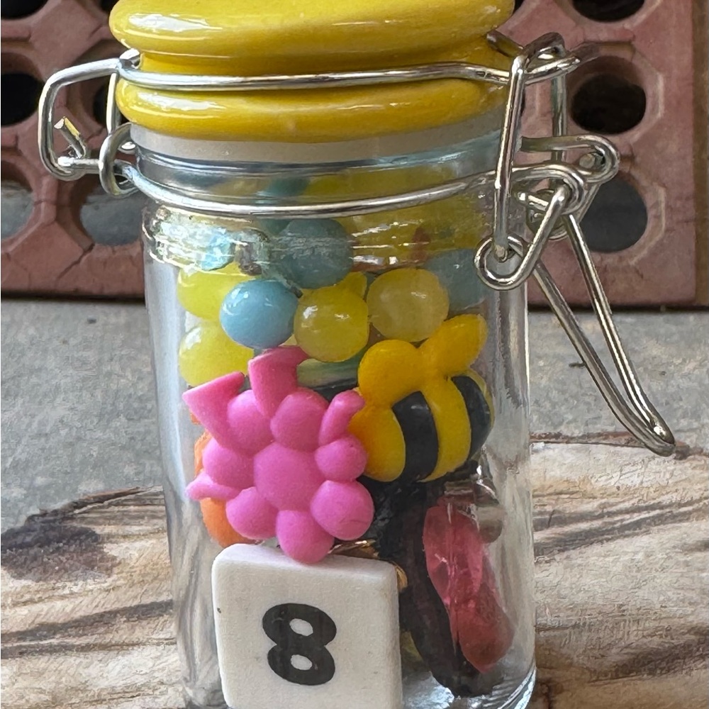 Colorful Trinket Jar Yellow Lid